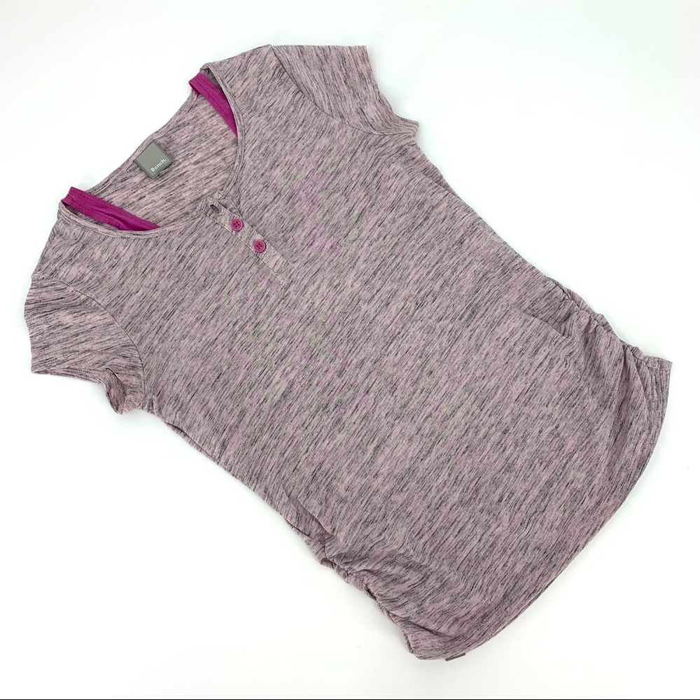 2/$25 Bench Girl's Pink and Grey Short Sleeve Layered T-Shirt, 13/14